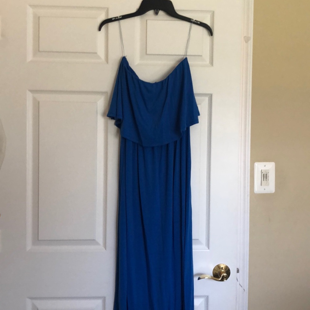 Blue strapless maxi dress